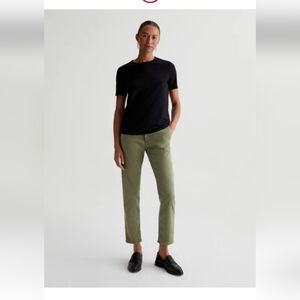 Adriano Goldschmied Womans 30R Olive Chino Striped Leg